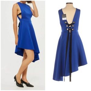 New Topshop Eyelet Lace-up Back Asymmetrical Dress